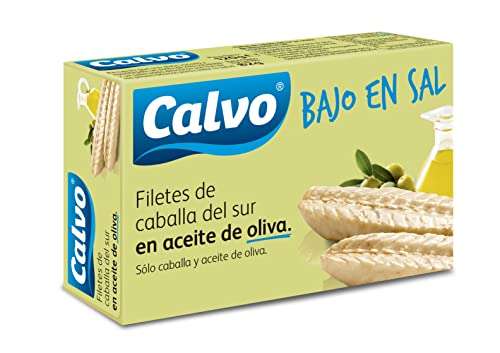 4 Latas Filetes de Caballa del Sur Calvo en Aceite de Oliva Bajas en Sal 120g