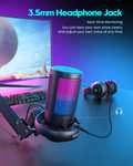 Microfono PC Gaming con Soporte de Ajustable, RGB Mic Condensador PC, Plug & Play PS 4&5
