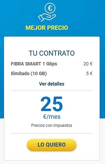 Fibra Smart 1GB + móvil 10GB acumulables + 50GB de almacenamiento gratis x 25€ en DIGI