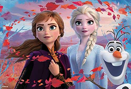 Puzzle para niños, 4 puzles de 48 piezas 2 en 1, Doble Cara con reverso para colorear - Disney Frozen 2