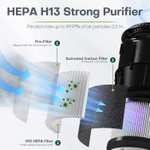 Purificador de Aire de Hogar con Filtro Hepa H13 con 3-capa, para Alergias con Función de Temporizador, Elimina 99,97% Olores Polen
