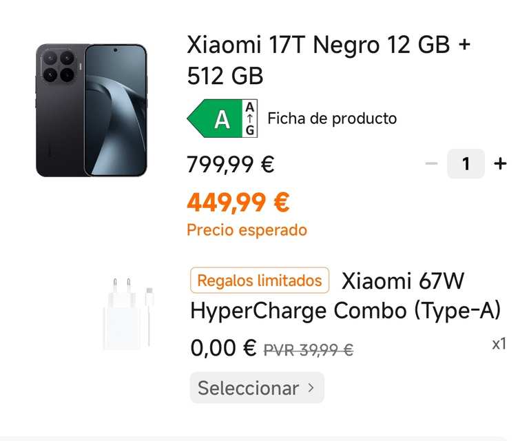 Imagen de Xiaomi 17T (12gb 512gb) + Cargador