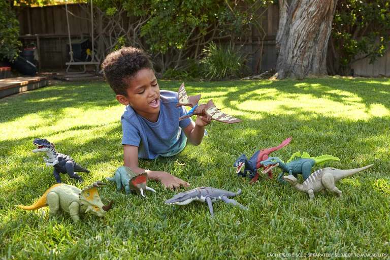 Jurassic World Dominion Roar Strikes Megaraptor Dinosaurio figura de acción con sonidos, juguete +4 años (Mattel HGP79)
