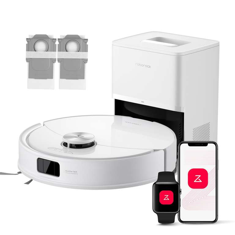 roborock Q10 S5+ Set Robot Aspirador y Fregasuelo 2 en 1 10000 Pa, Blanco