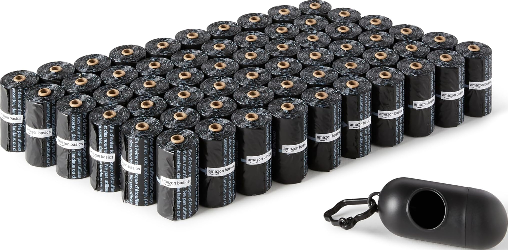Amazon Basics Bolsas de basura para perros con dispensador y clip para correa, Sin fragancia, 900 bolsas (60 paquetes de 15)