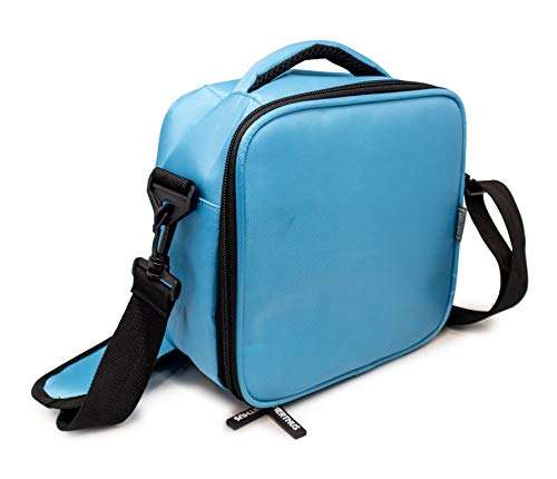 NERTHUS FIH 669-Bolsa termica Porta Alimentos con Bandolera y Dos Bolsillos Lunch Bag, Acero Inoxidable, Azul Pastel, Sin Herméticos