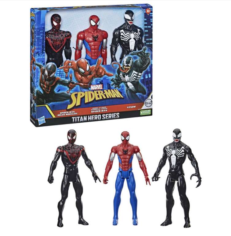 3 figuras Spiderman Coleccion Titan 30 cm