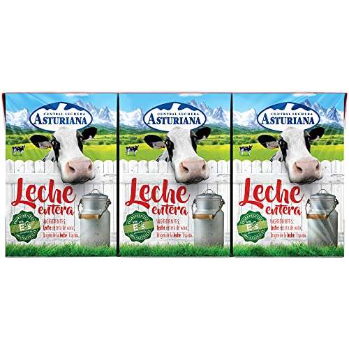 Central Lechera Asturiana - Leche Entera, Pack de 6 Briks de 200 ml, 1200 ml