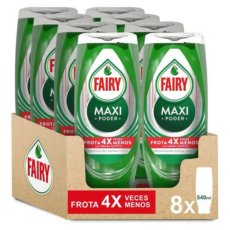 Fairy Maxi Poder Lavavajillas Liquido a Mano, 4.3 L (8 x 540 ml), Con Poder  Antigrasa » Chollometro