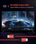 Cable HDMI 4K de 1,8m, Snowkids Cable HDMI de alta velocidad de 18 Gbps, 4K, 3D, 2160P, 1080P, Ethernet - Cable HDMI trenzado 28AWG