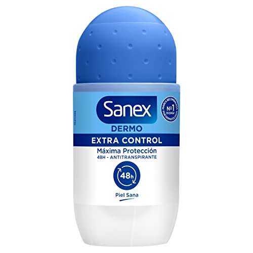 Sanex Dermo Extra Control, Desodorante Hombre o Mujer, Desodorante Roll-On, Pack 6 Uds x 50 Ml