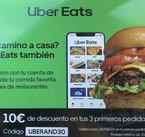Uber Eats - 30€ de descuento - 10€ en tus 3 primeros pedidos (Sevilla y Málaga)
