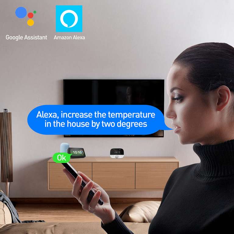 TELLUR Smart Termostato Calefaccion WiFi Alexa, Programable, Control Remoto por App y Voz, Compatible con Google y Siri, Protección Frost