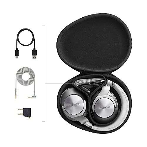 Technics EAH-A800E-S Auriculares Bluetooth , Cancelación de Ruido y 8 micrófonos, 50 Horas de Reproducción
