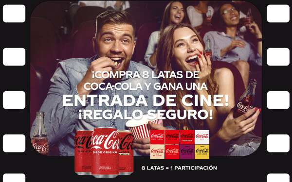 entrada individual de cine Por la compra de 8 latas de Coca-Cola
