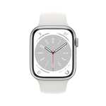 Apple Watch Series 8 (GPS + Cellular, 45mm) Caja Aluminio en Plata - Correa Deportiva Blanca - Monitor de entreno,