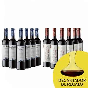 Pata Negra D.O. Ribera del Duero Tinto Roble + D.O. Ca. Rioja Tinto Crianza 12 botellas x 750 ml + Regalo Decantador
