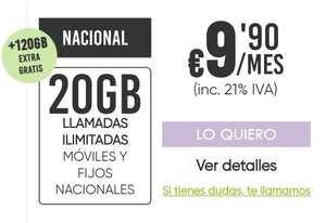 HITS Mobile - Oferta Navideña: Móvil Nacional 20GB + Llamadas Ilimitadas + ¡Hasta 120GB Extra Gratis! por €9.90/mes