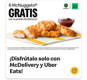 6 mc nuggets gratis pidiendo por Uber eats