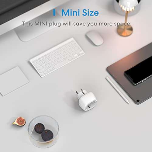 Mini WiFi Enchufe Inteligente, Meross Mini Enchufe WiFi Compatible con Apple HomeKit Siri, Alexa, Google Assistant y SmartThings, Wi-Fi