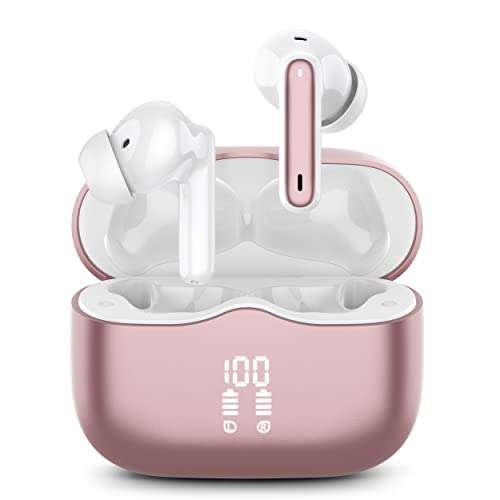 Auriculares Inalambricos Bluetooth 5.3, color rose gold