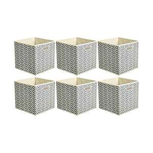 Cajas de almacenamiento de tela, con forma de cubo, plegables, con ojales metálicos, 6 unidades