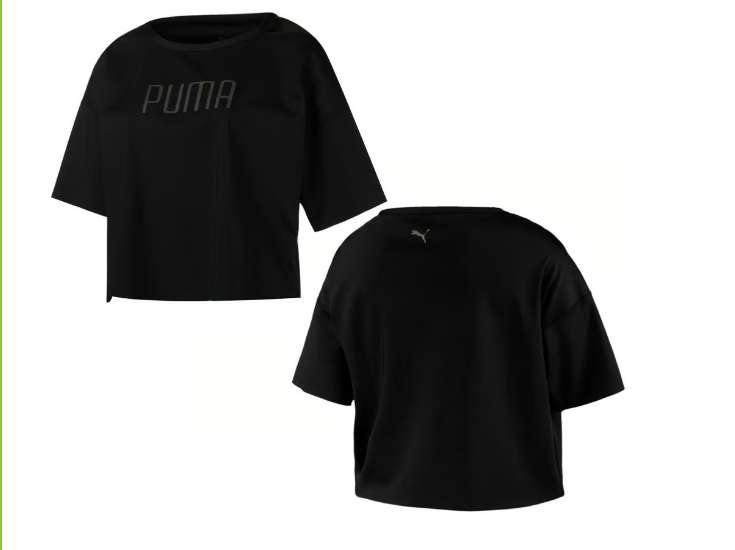 Camiseta Puma Explosive Cut-Off Crop Top Cuello redondo Mujer Negro 516736 01 A13B