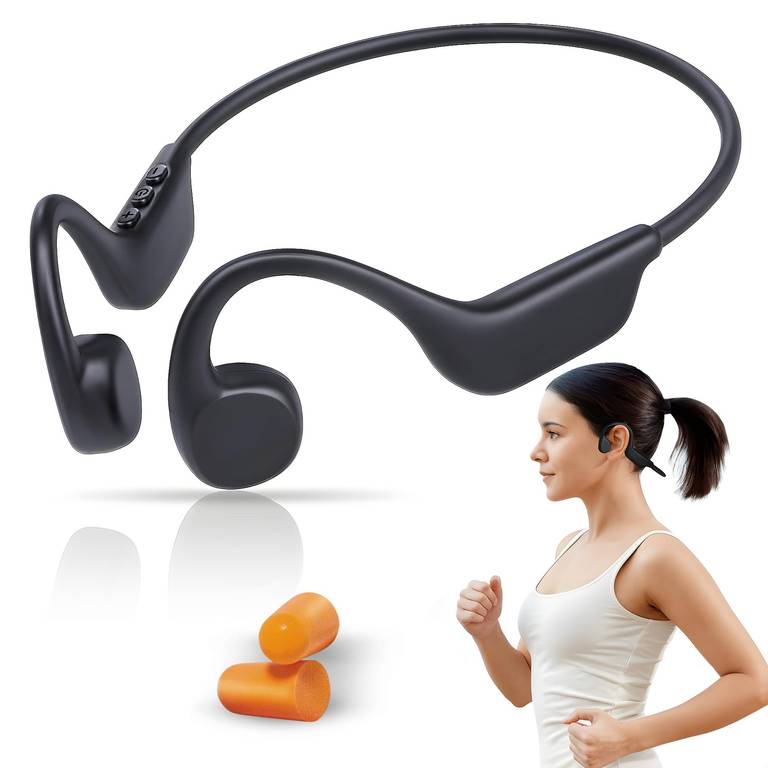 Bennanco Auriculares de Conducción Ósea Bluetooth 5.3 Open Ear – Auricular IPX5 Impermeable y Resistentes al Sudor con Micrófono
