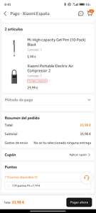 Xiaomi compresor de aire portátil 2 + Bolígrafos (20'8€ con mi points)