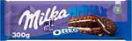 Milka MMMAX Oreo Tableta Grande de Chocolate con Leche de los Alpes con Relleno de Galleta Oreo y Doble Capa de Relleno de Vainilla 300g