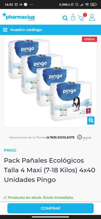 320 Pañales Pingo talla 4 a 0'32€/u