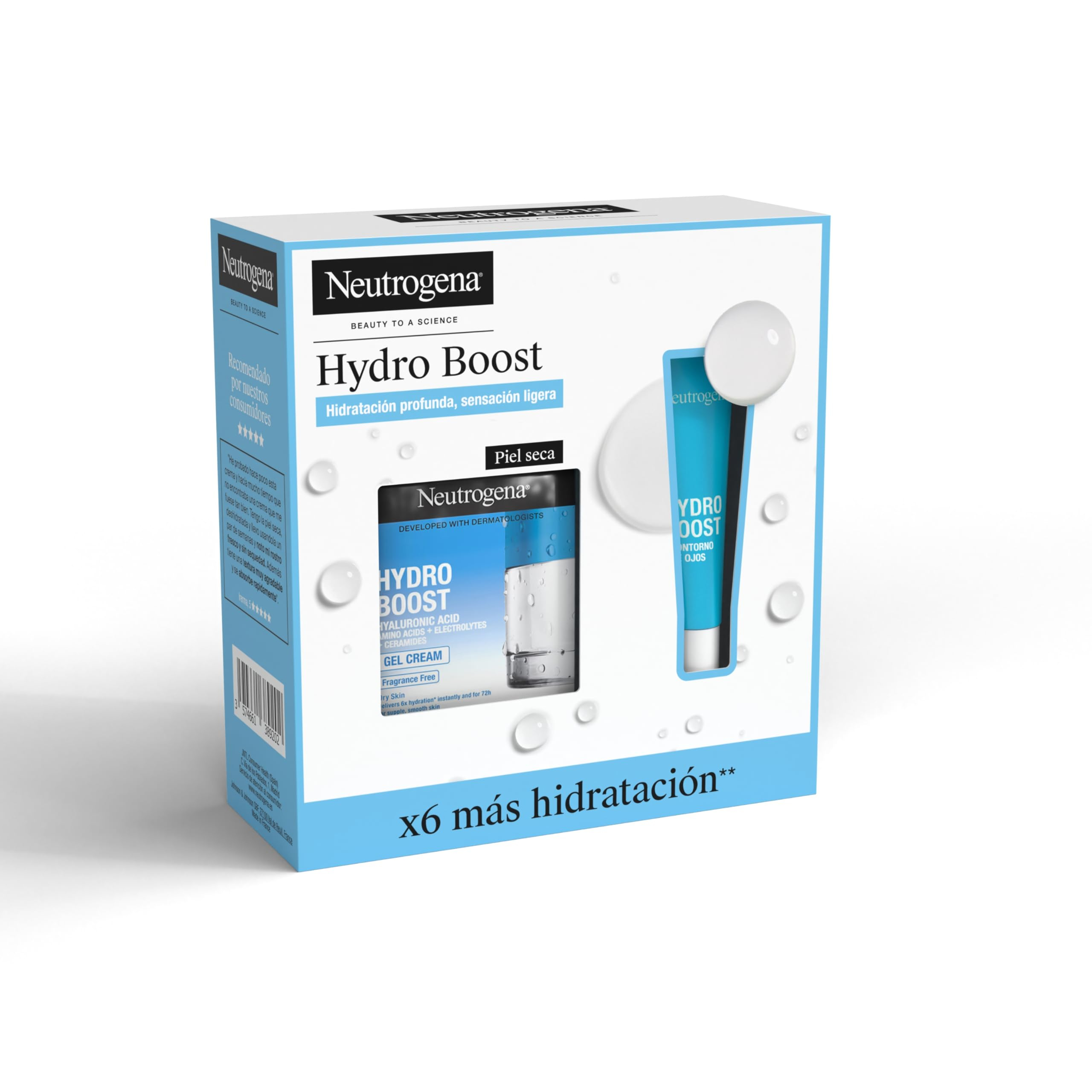 Neutrogena Rutina Hydro Boost, pack Crema Gel Hydro Boost y Contorno de Ojos Anti-Fatiga hidratación intensa 24 horas, Ácido Hialurónico