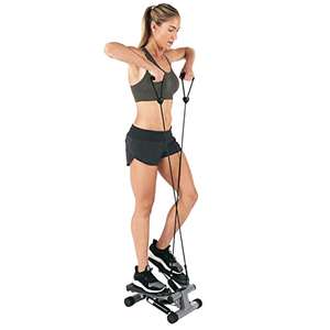 Sunny Health & Fitness Mini Stepper Escalera Stepper Equipo de ejercicio con bandas de resistencia