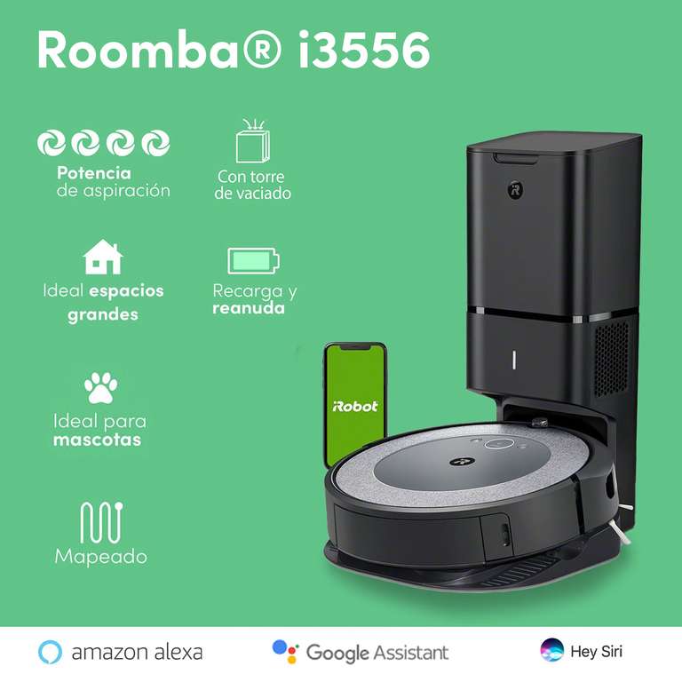 Robot aspirador Roomba i3+ con conexión Wi-Fi y vaciado automático