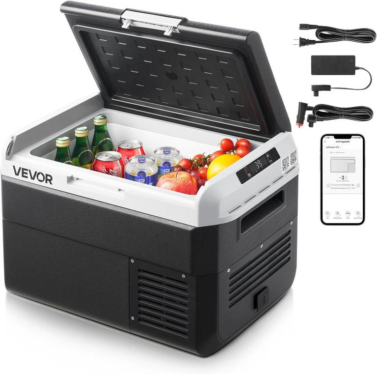 Nevera Portátil para Coche 25 L, Zona Única, Refrigerador para Coche con Compresor 12/24 V CC y 100-240 V CA, Temperatura de -20 °C a 20 °C