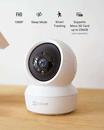 EZVIZ Cámara Vigilancia WiFi Interior 360º, Camara Vigilancia Bebe 1080P, Visión Nocturna, Audio Bidireccional, Detección de Movimiento