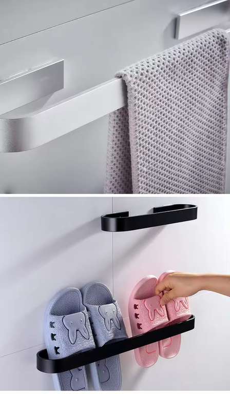 Toallero adhesivo con estante de barra de toalla montado en pared y colgador de toallas con ventosas.Para organizar y apoyar toallas limpias