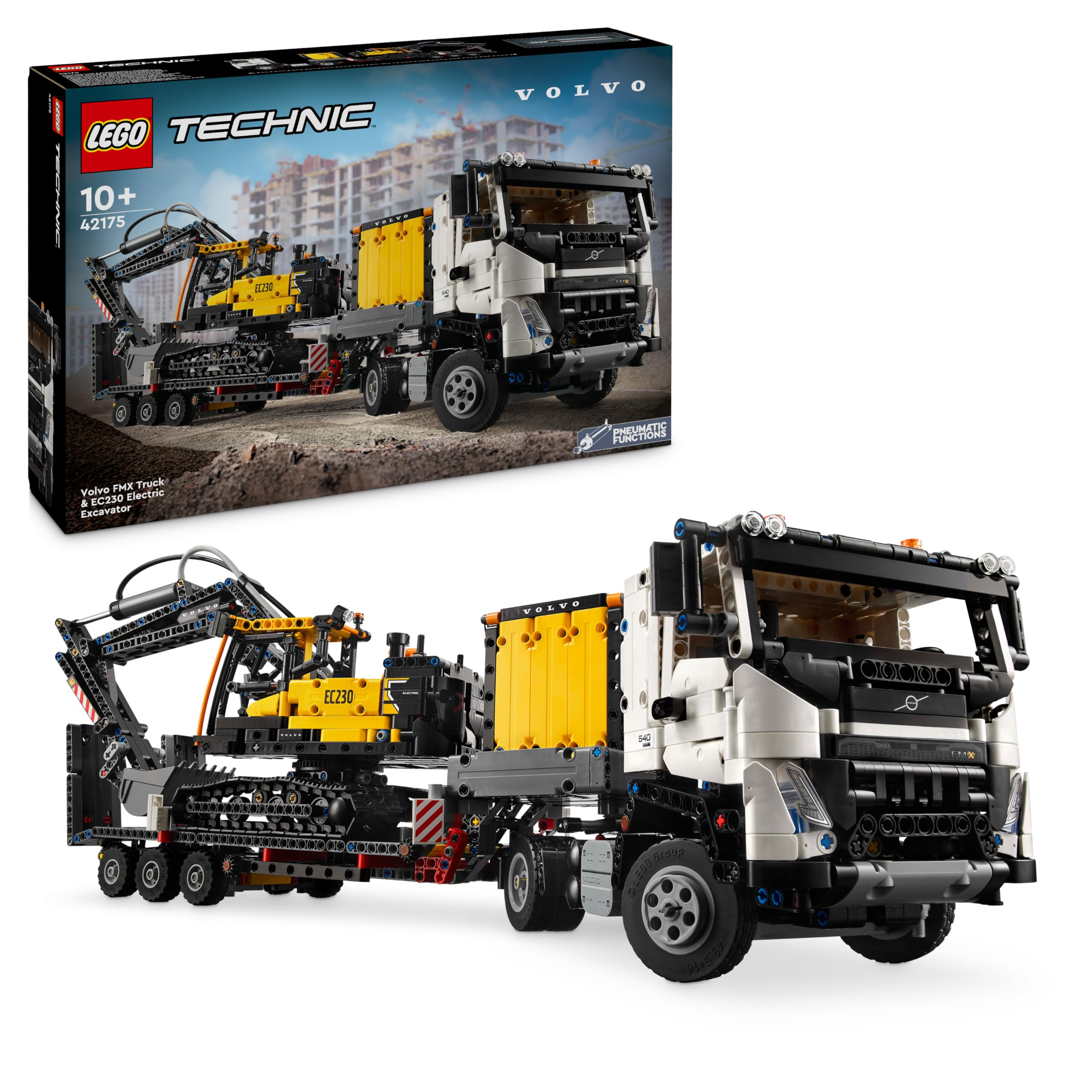 Set de Camión Volvo FMX y Excavadora Eléctrica EC230 LEGO Technic (42175) (Maqueta 2 en 1 con motor de juguete, funciones mecánicas reales)