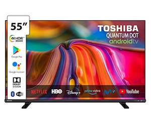 TV Toshiba 55" Android TV Pantalla Quantum Dot, 4K Ultra HD, Google Chromecast Integrado, Control por Voz Mediante Google Assistant