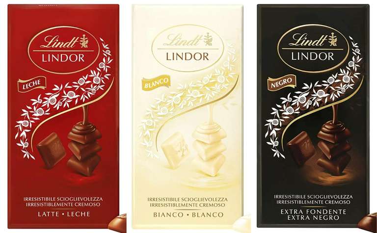 Lindt Chocolate LINDOR SINGLES Chocolate con Leche // Blanco // Negro 100g