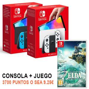 Consola Nintendo Switch OLED + The Legends of Zelda Tears of the Kingdom (+3800 Puntos o sea 9.50€)