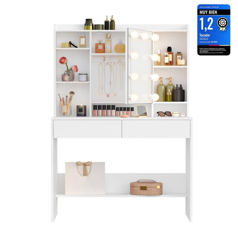 Tocador VASAGLE KAILYN Collection con 9 luces LED, 3 tonos y brillo ajustable