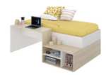 Cama Juvenil con Estantes y Escritorio KRIC Dekit Natural/Blanco