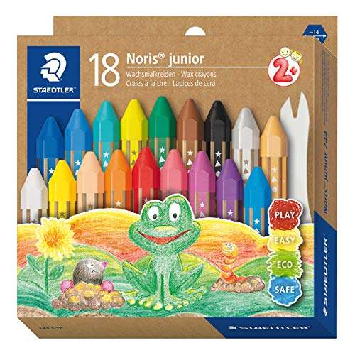 Caja de 18 ceras de colores para niños, material escolar, colores, Colores  Para Colorear Niños