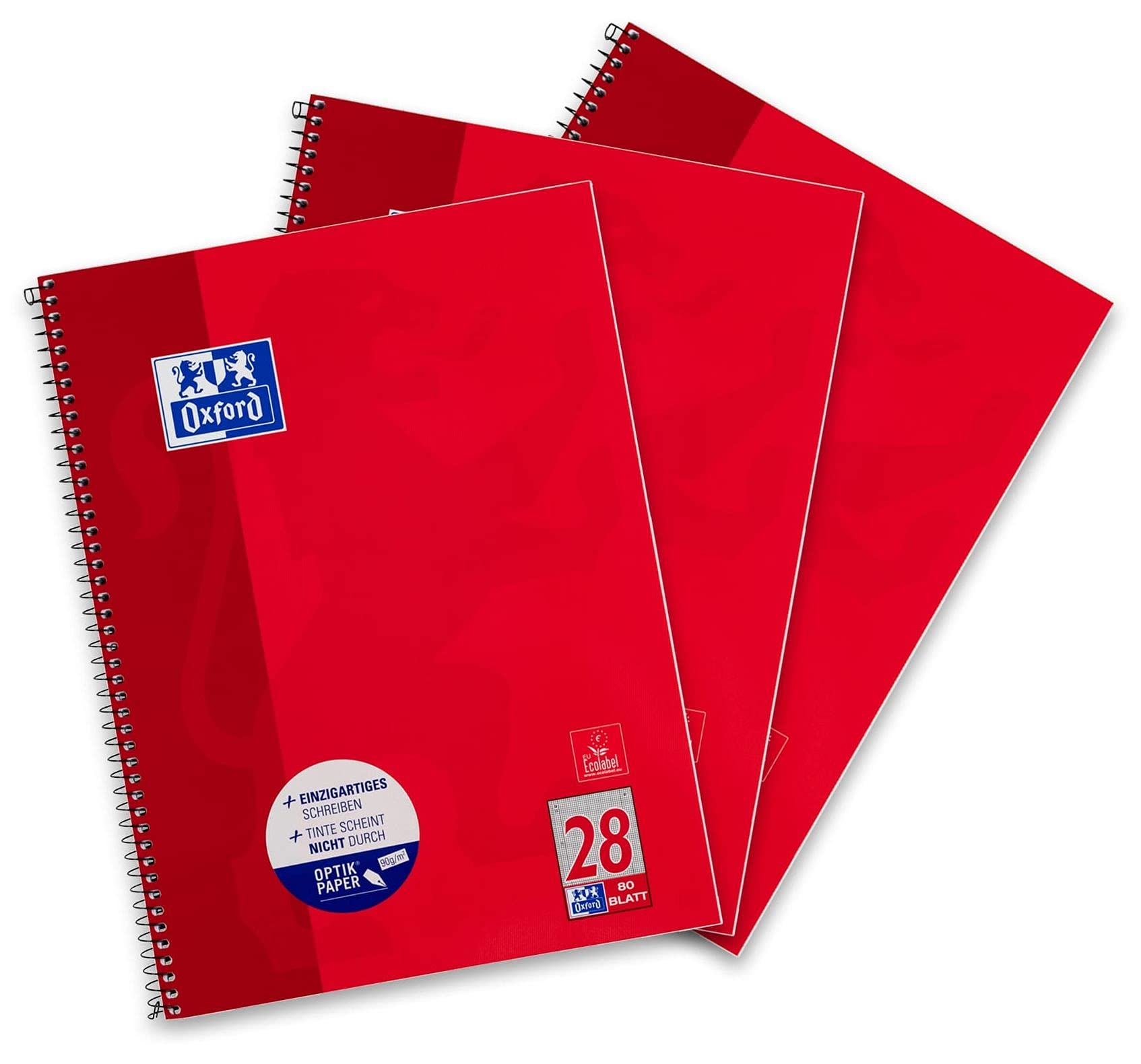 3 X Oxford Cuaderno escolar A4, cuadriculado - 80 hojas