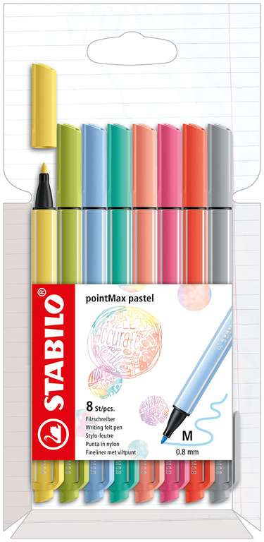 Rotulador premium punta media STABILO pointMax - Estuche con 8 colores