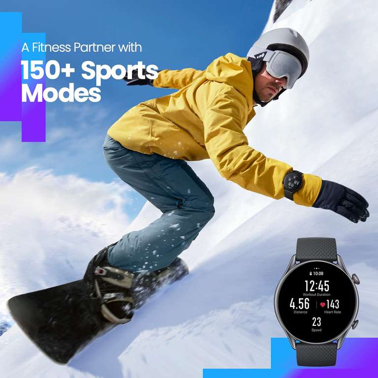 Amazfit GTR 3 Pro Smartwatch Deportivo Pantalla AMOLED de 1.45 "Frecuencia Cardíaca Sueño Estrés Monitorización de SpO2 150+ Modos Deportivo