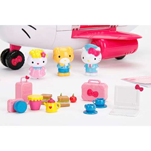 Dickie - Hello Kitty Avión con figuras, apertura de techo, incluye 3 figuras y 20 accesorios