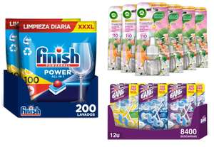 LOTE Finish All in 1 Limon 200 Pastillas + 6x Recambios Air Wick Eléctrico + Cillit Bang 12 uds.