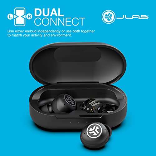 JLab JBuds Air Pro True Auriculares inalámbricos con micrófono, Bluetooth, funda de carga USB, doble conexión, sonido EQ3 personalizado